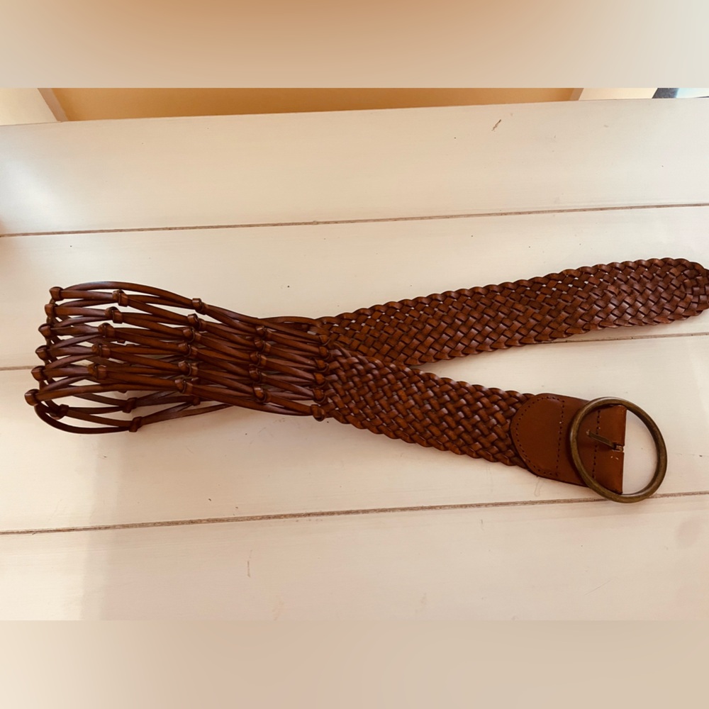 Linea Pelle Brown Braided Woven Belt